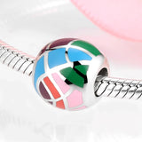 Valentine 925 Sterling Silver Love Heart Pink Enamel Fine Beads Charm