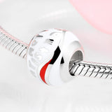 Valentine 925 Sterling Silver Love Heart Pink Enamel Fine Beads Charm