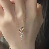 925 0.56ctw D Moissanite Rose Necklace with Heart Pendant