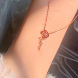 925 0.56ctw D Moissanite Rose Necklace with Heart Pendant