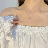 925 0.56ctw D Moissanite Rose Necklace with Heart Pendant