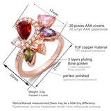 Rose Gold 4-Leaf Clover Crystal Ring Zirconia Jewelry