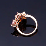 Rose Gold 4-Leaf Clover Crystal Ring Zirconia Jewelry