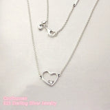 925 Silver Asymmetric Heart of Love Necklace with Clear CZ