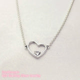 925 Silver Asymmetric Heart of Love Necklace with Clear CZ