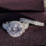 Silver Bride Rings Women Wedding Engagement Bridal Bride Jewelry