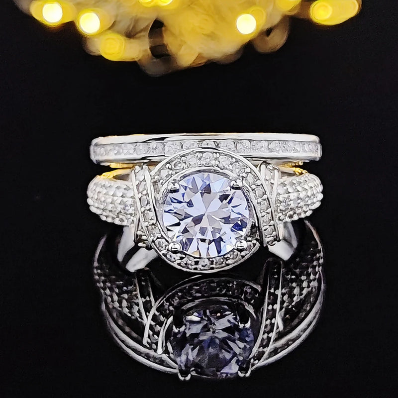Silver Bride Rings Women Wedding Engagement Bridal Bride Jewelry