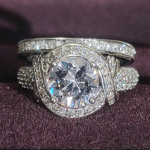 Silver Bride Rings Women Wedding Engagement Bridal Bride Jewelry