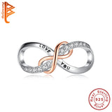 925 Silver Double Infinity Engrave LOVE YOU Charms Beads
