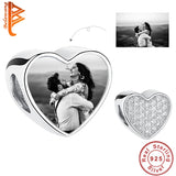 925 Silver Zircon Heart Bead for Charm Bracelet DIY Jewelry