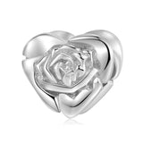925 Sterling Silver Enamel Flower Rose Bead Charms for Bracelet Bangle