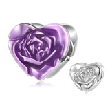 925 Sterling Silver Enamel Flower Rose Bead Charms for Bracelet Bangle