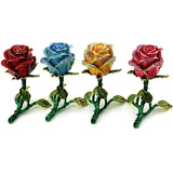 Alloy Enamel Rose Flower Jewelry Set in Carrying Case