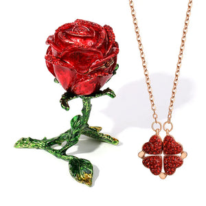 Alloy Enamel Rose Flower Jewelry Storage Holder