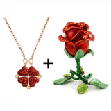 Alloy Enamel Rose Flower Jewelry Set in Carrying Case