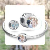 Family Tree Silver Bead Photo Charm for Bracelet