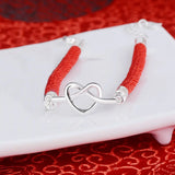 Heart Shaped Red Rope Bracelet for Couples