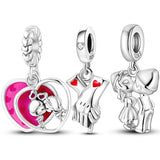 925 Sterling Silver Kiss Charm Bead Bracelet Necklace Gift