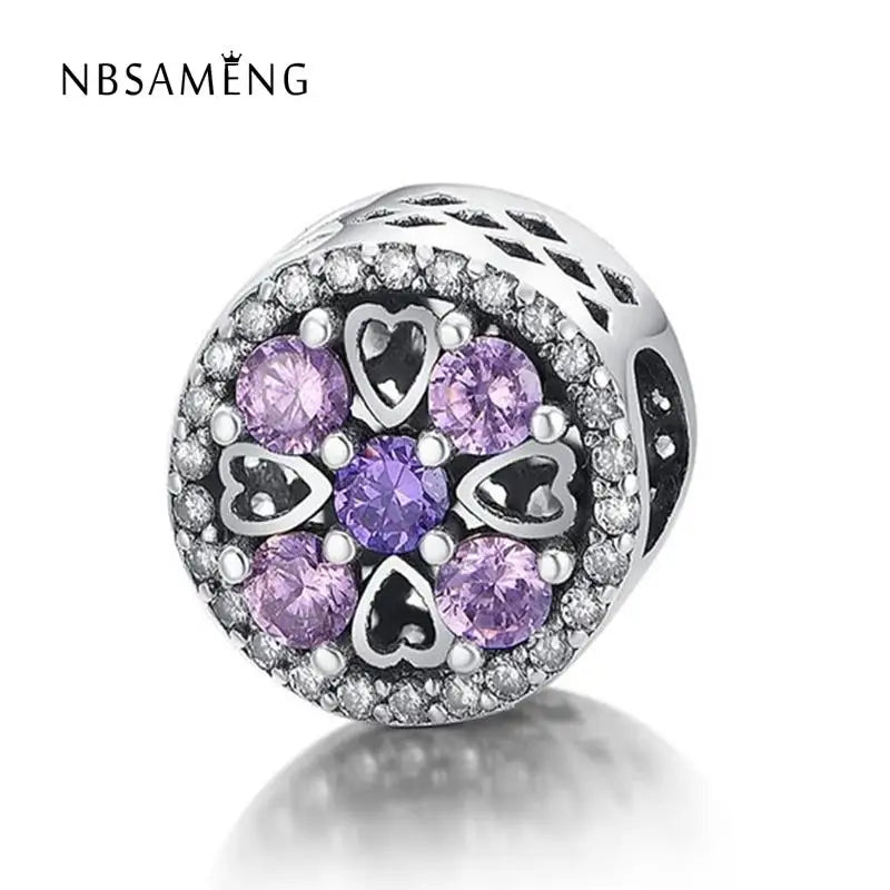 925 Silver Purple Clip Charm Bead for Bracelets