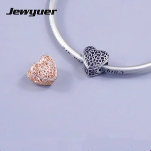 Love Charm 925 Sterling Silver Hearts Charms for Bracelet DIY