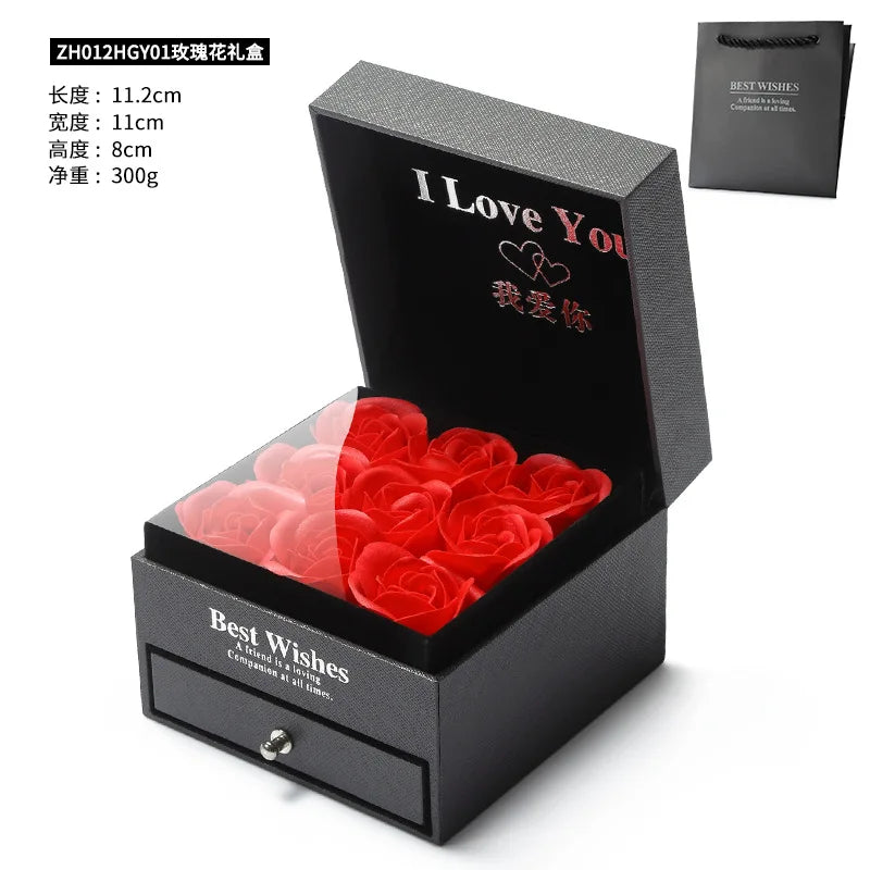 Rose Necklace Gift Jewelry Box Drawer Pendant Box