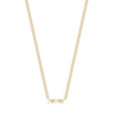 18K Cuban Chain Necklace with Diamond Hearts Letters