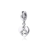 Heart Dangle 925 Silver Charm Fits Bracelet Necklace