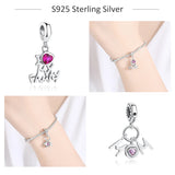 925 Silver Interlocked Heart Dangle Charms Beads Love Pendant
