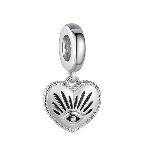 925 Silver Interlocked Heart Dangle Charms Beads Love Pendant