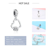 925 Silver Interlocked Heart Dangle Charms Beads Love Pendant