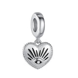 925 Silver Interlocked Heart Dangle Charms Beads Love Pendant
