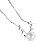 925 Silver Pendant Deer Necklace Freshwater Pearl Gift
