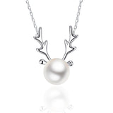 925 Silver Pendant Deer Necklace Freshwater Pearl Gift