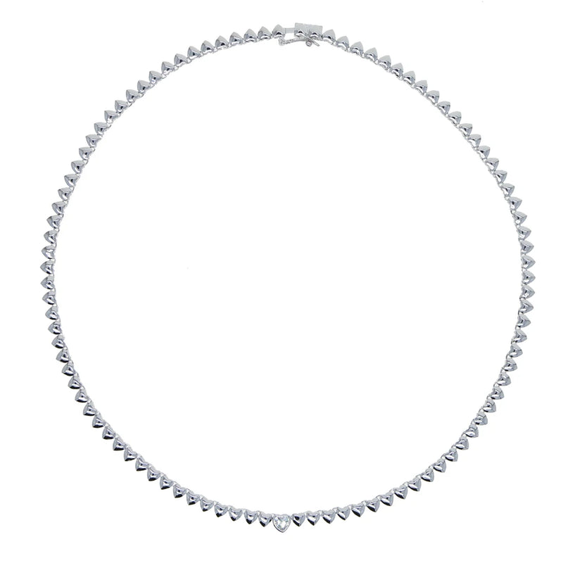 Heart Charm Tennis Chain Necklace for Women