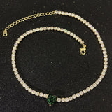 Colorful Heart Stone Choker Necklace 3mm CZ Tennis Chain
