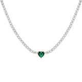 Colorful Heart Stone Choker Necklace 3mm CZ Tennis Chain