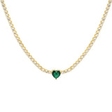 Colorful Heart Stone Choker Necklace 3mm CZ Tennis Chain