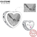 Pink Heart CZ 925 Silver Photo Charm for Bracelet DIY Jewelry