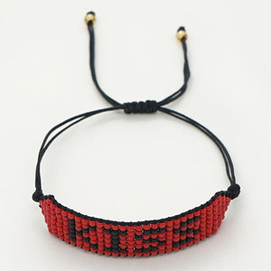 Kiss Letter Beaded Bracelet Rope Chain Lace Up Charm Bracelet