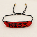 Kiss Letter Beaded Bracelet Rope Chain Lace Up Charm Bracelet