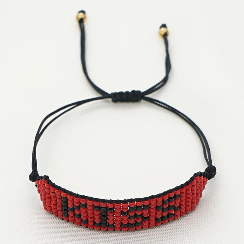 Kiss Letter Beaded Bracelet Rope Chain Lace Up Charm Bracelet