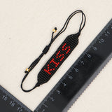 Kiss Letter Beaded Bracelet Rope Chain Lace Up Charm Bracelet