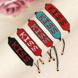 Kiss Letter Beaded Bracelet Rope Chain Lace Up Charm Bracelet