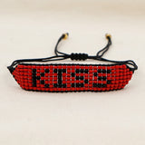 Kiss Letter Beaded Bracelet Rope Chain Lace Up Charm Bracelet