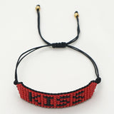 Kiss Letter Beaded Bracelet Rope Chain Lace Up Charm Bracelet