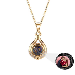 Flower Shaped Projection Necklace Birthday Family Memory Gift