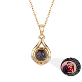 Flower Shaped Projection Necklace Birthday Family Memory Gift