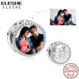 925 Silver Family Bead w/ Love Heart Photo Charm Bracelet DIY Jewelry