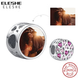 Romantic Heart CZ Bead 925 Silver Photo Charm Fit Bracelet