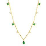 Green Cubic Zirconia 925 Silver Women's Choker Necklace